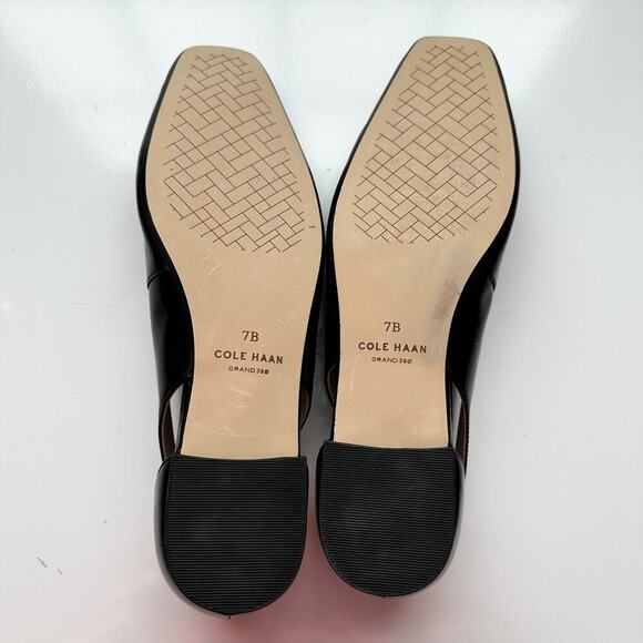 Cole Haan Bria Cutout Black Patent Leather Flats Size 7 Square Toe - Picture 9 of 13